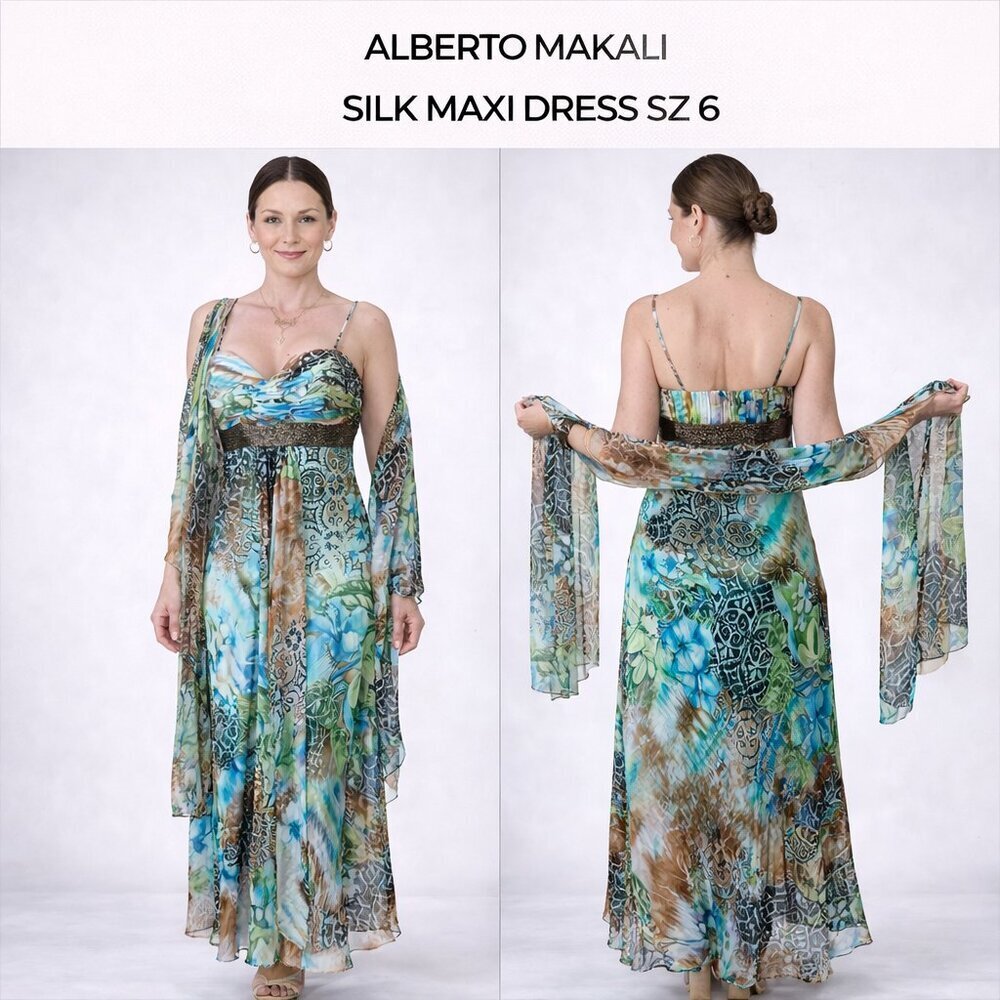 ALBERTO MAKALI SILK MAXI DRESS SZ 6